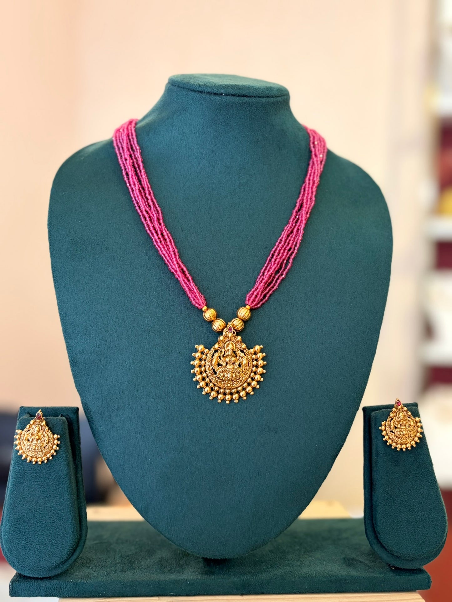 Ruby Padmavathi Beaded Haram Set