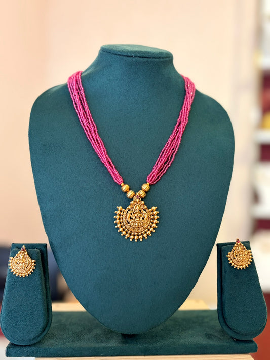 Ruby Padmavathi Beaded Haram Set