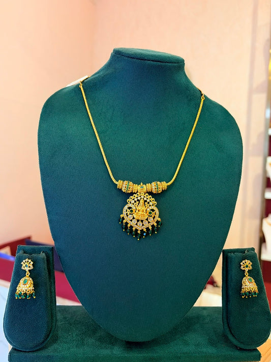 Lakshmi Green Temple Necklace Set