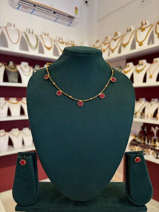 Ruby Blossom Antique Necklace Set