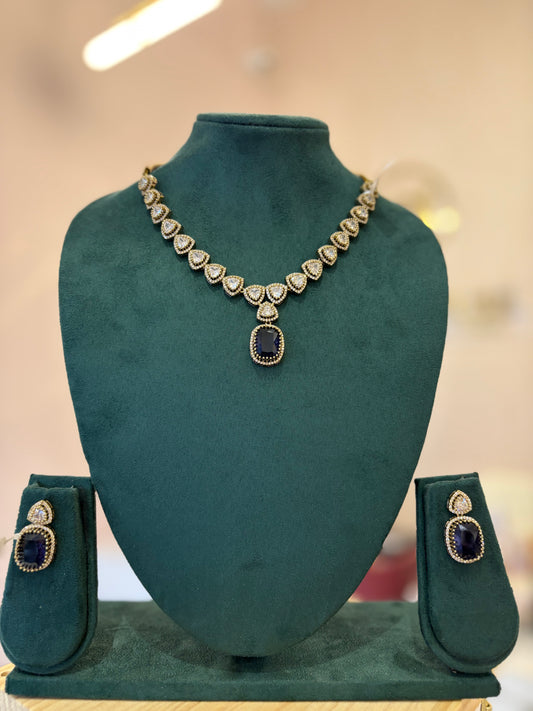 Duchess Sapphire Drops – Royal Blue Gemstone Necklace & Earring Set - JewelsMuse
