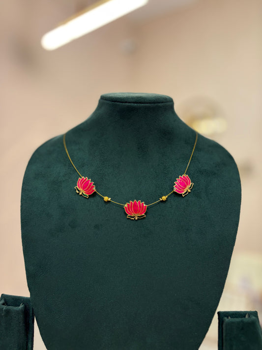 Invisible Ruby Lotus Necklace - JewelsMuse