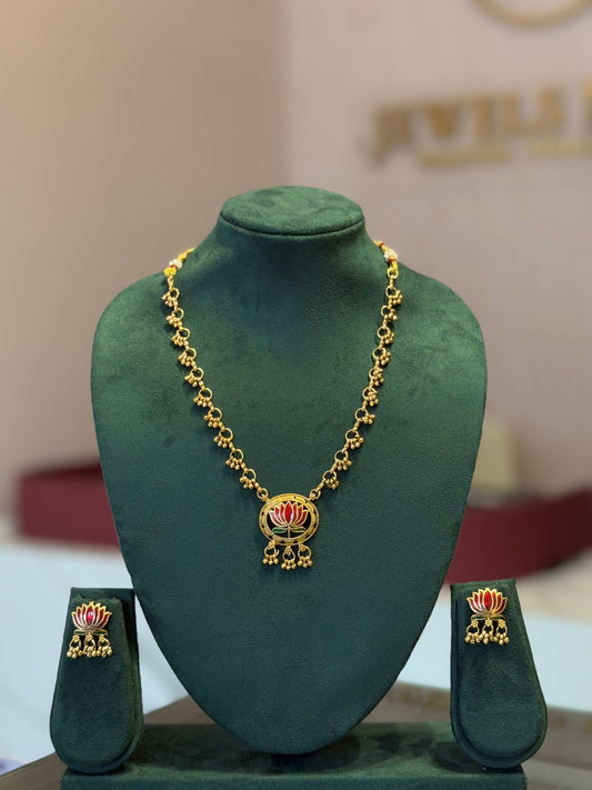 ANTIQUE LOTUS NECKLACE SET - JewelsMuse
