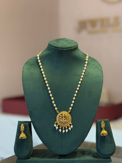 LAKSHMI PEARL TEMPLE SET - JewelsMuse