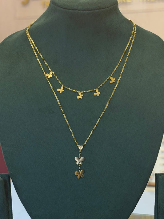 KOREAN DOUBLE LAYER FLUTTER NECKLACE - JewelsMuse