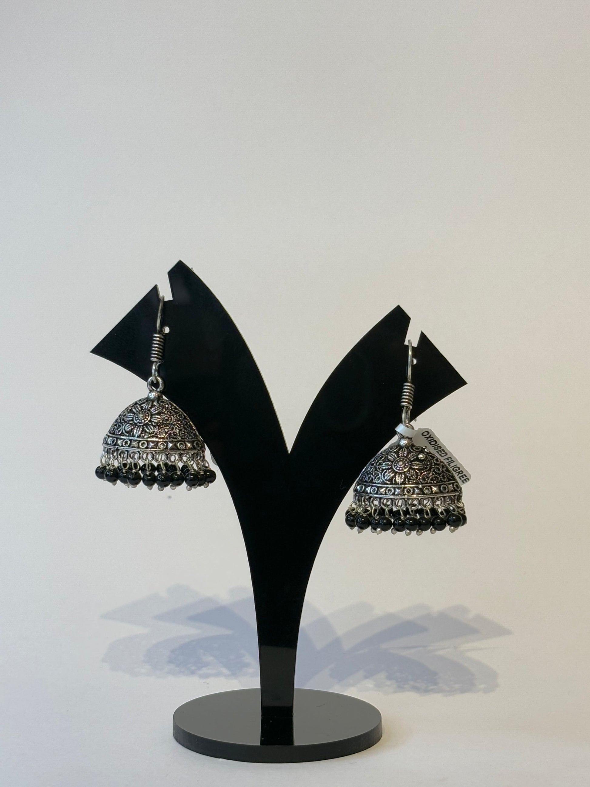 OXIDISED FILIGREE JHUMKA - JewelsMuse