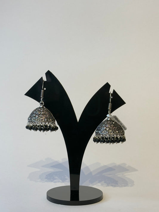 OXIDISED FILIGREE JHUMKA - JewelsMuse