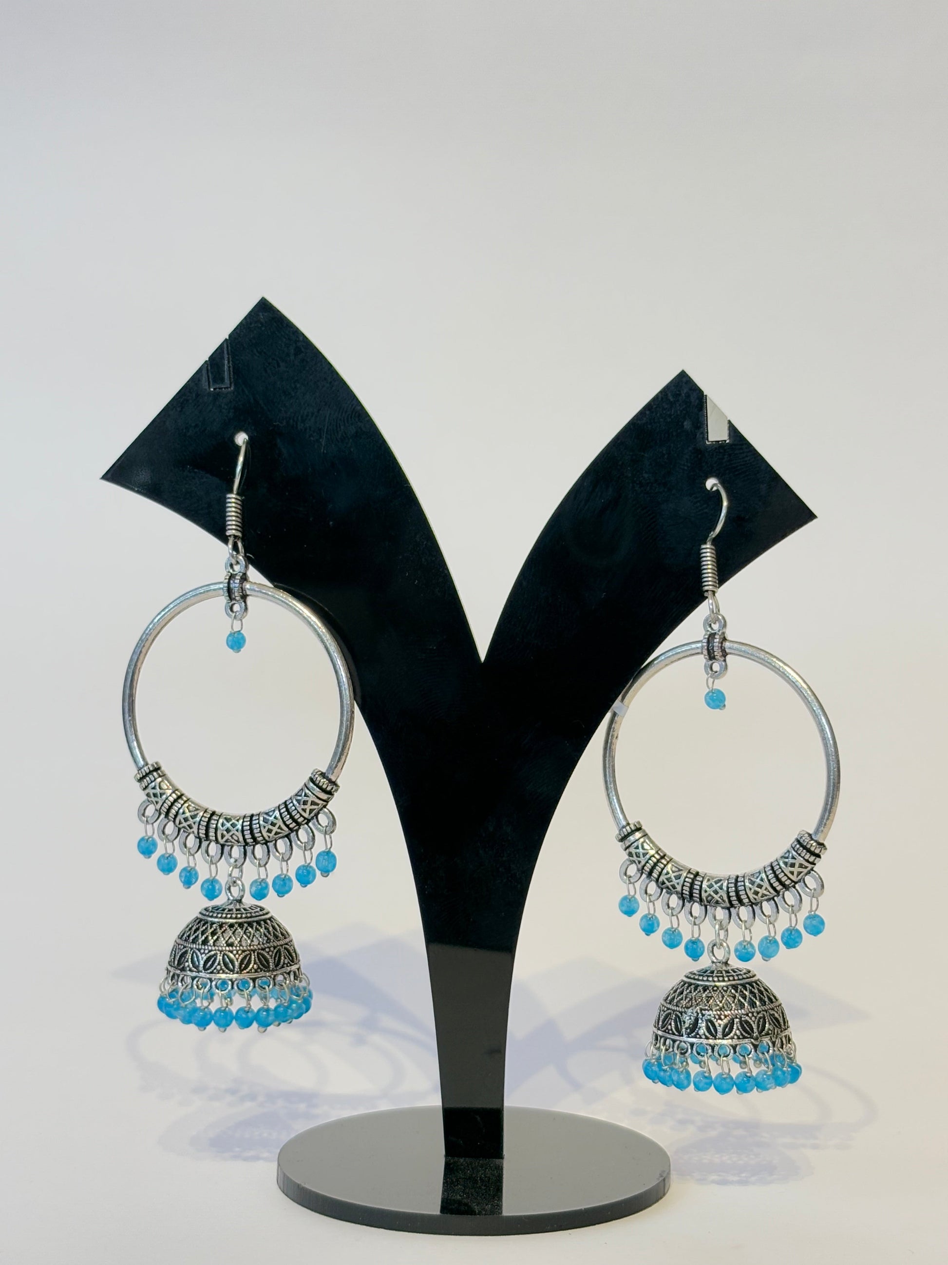 OXIDISED SILVER HOOP JHUMKA - JewelsMuse